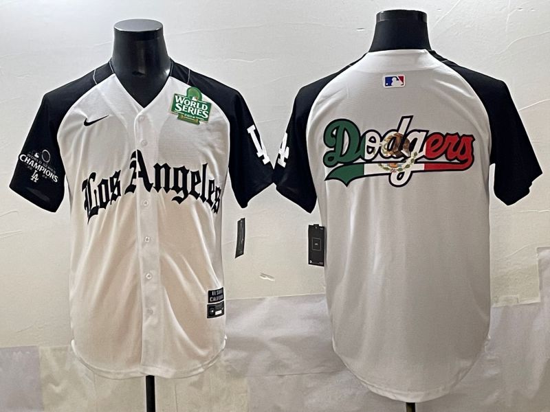 Men 2025 Los Angeles Dodgers Blank White black Five generations Joint Name Nike MLB Jersey style 5263